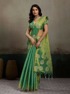 Shree Shyam Fashion Green Tissue Silk Saree - Distacart