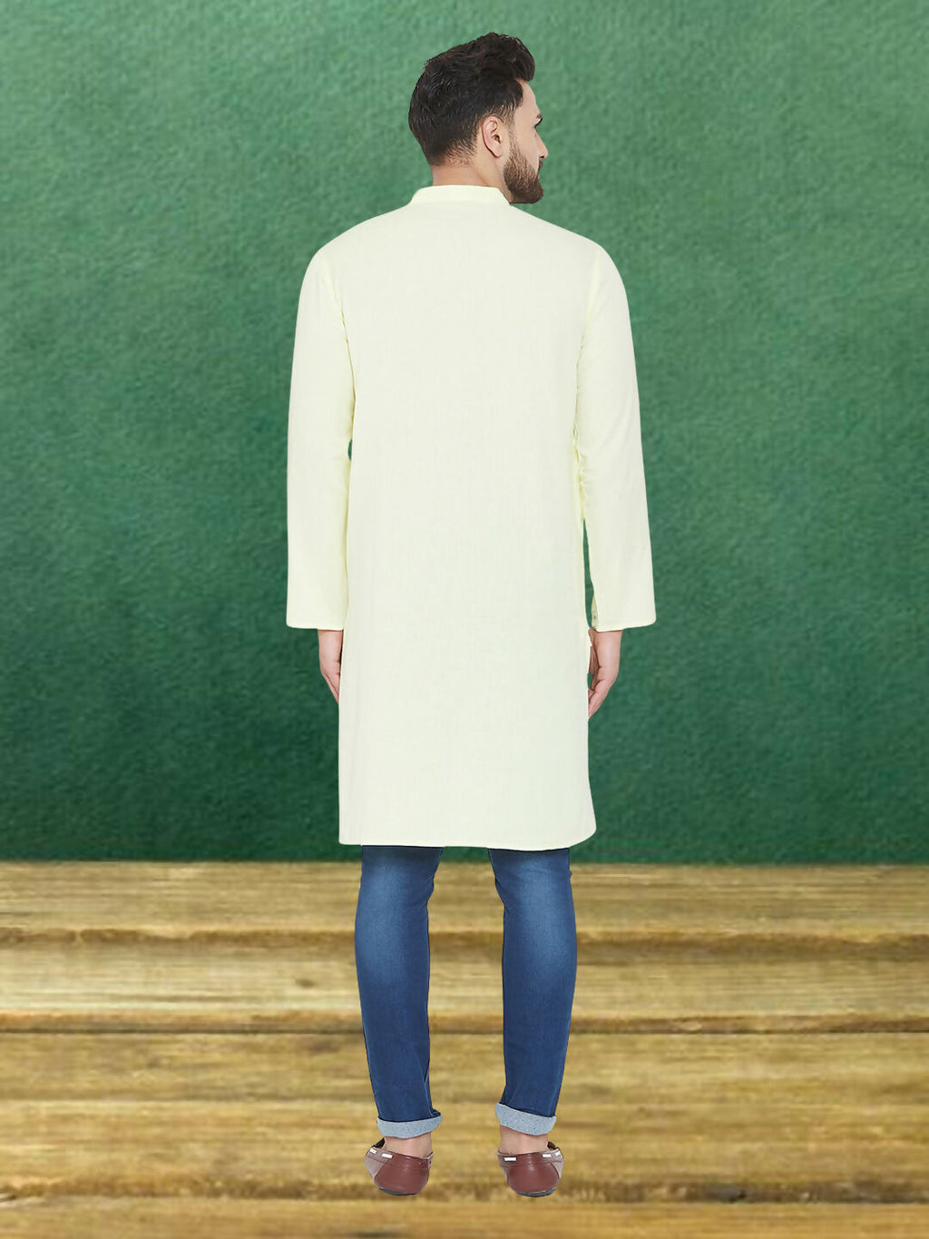 Even Apparels Men's Pure Cotton Yellow Kurta