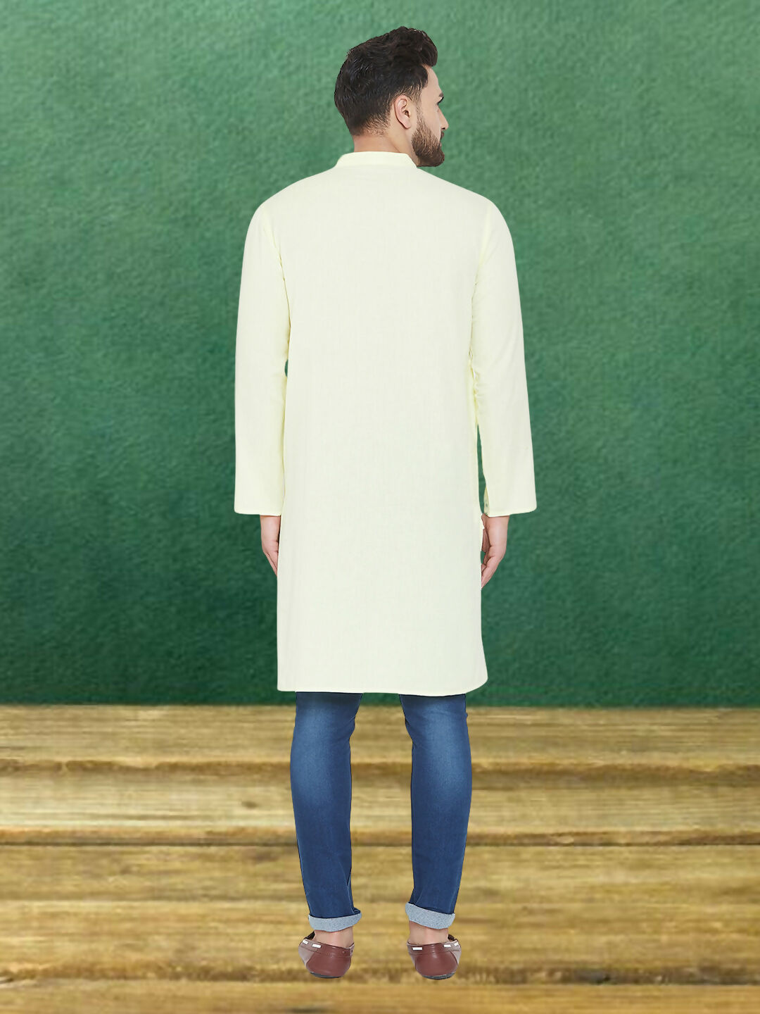 Even Apparels Men's Pure Cotton Yellow Kurta