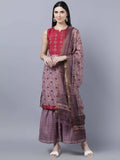 Myshka Women Multicoloured Embroidered Panelled Kurti with Palazzos With Dupatta - Distacart
