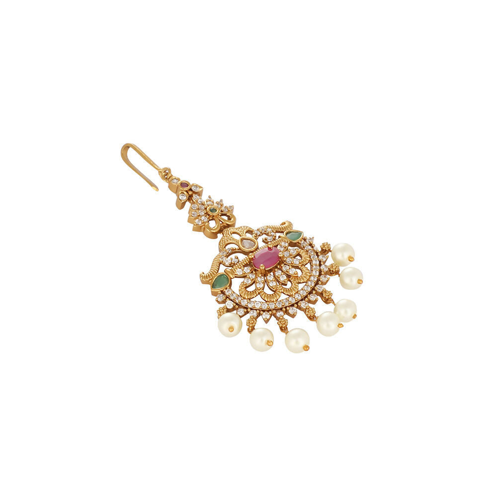 Nuyug 18K Gold Plated Ethereal Gulabi Stone Maang Tikka - Distacart