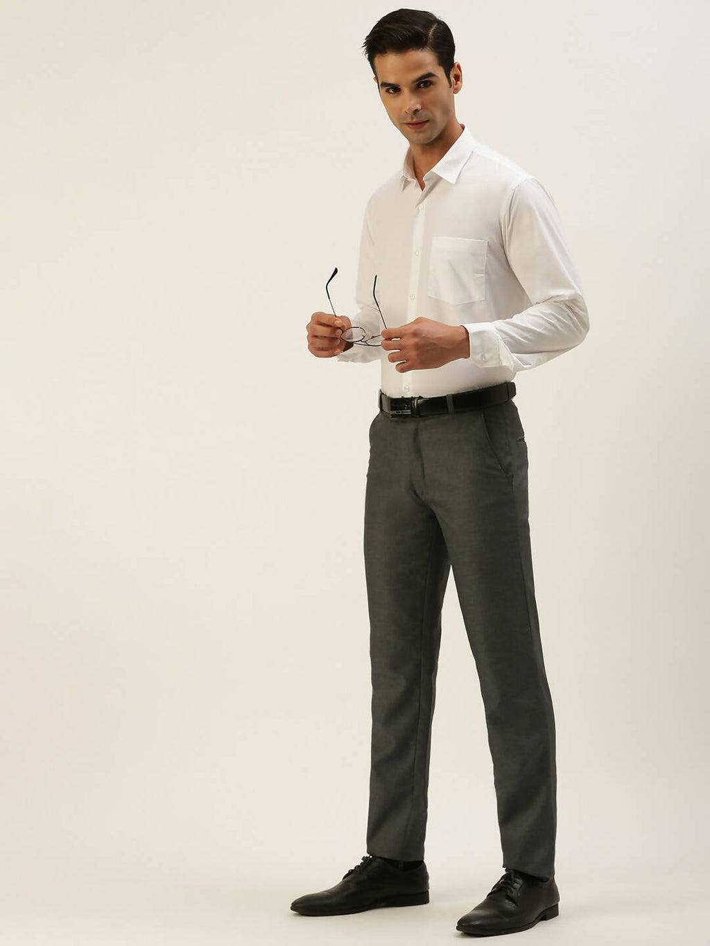 Ramraj Cotton Mens Full Sleeve Formal Poly Cotton White Shirt