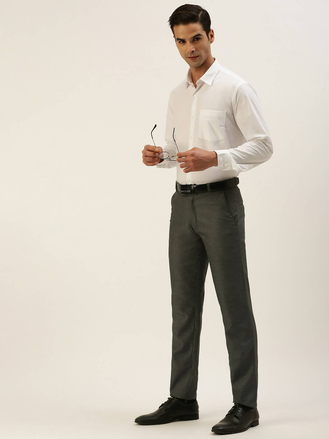 Ramraj Cotton Mens Full Sleeve Formal Poly Cotton White Shirt