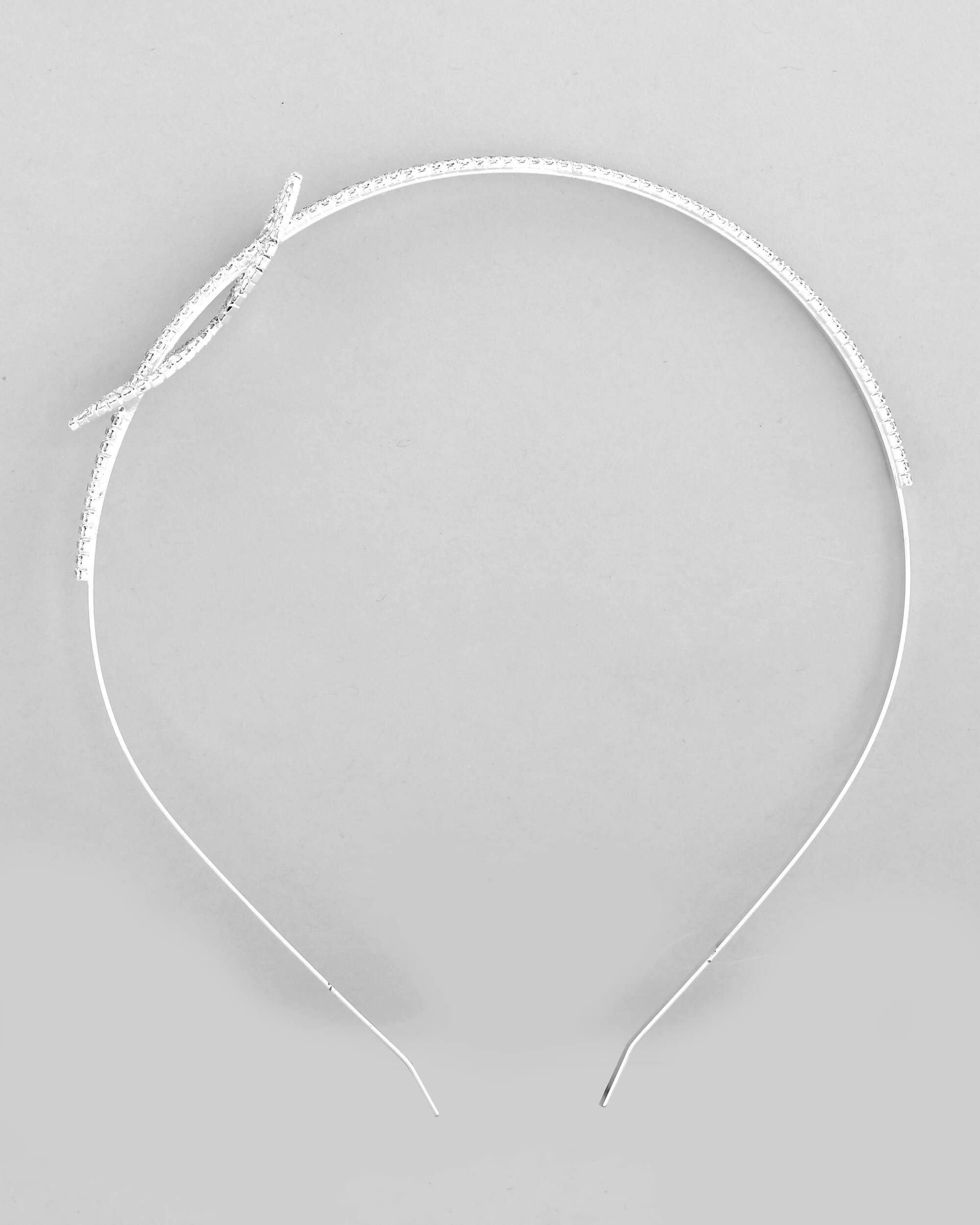 VOJ Silver Plated Bow Shaped AD studded Hairband