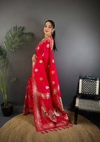 Joban Fashion Banarasi Pink Woven Soft Silk Saree - Distacart