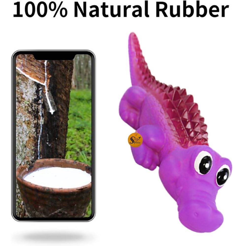 Sage Square Durable Interactive Dog Squeaky Crocodile Toy (Random Color)