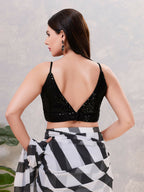 Joban Fashion Women Sequin Black Stitched Blouse