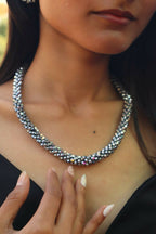 Inhanns Noor-E-Jalwa – Handmade Crystal Bead Necklace / Necklace With Earrings -Adjustable - Titanium