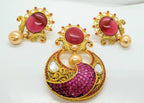 Pink Matt Finish Pendant Set