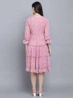 Myshka Women's Pink Floral Midi Dress - Distacart