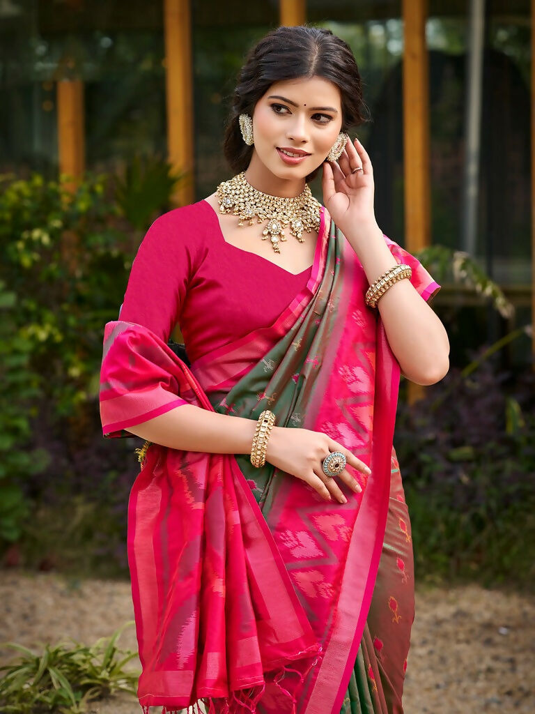 Shree Shyam Fashion Mehendi Soft Silk Saree - Distacart