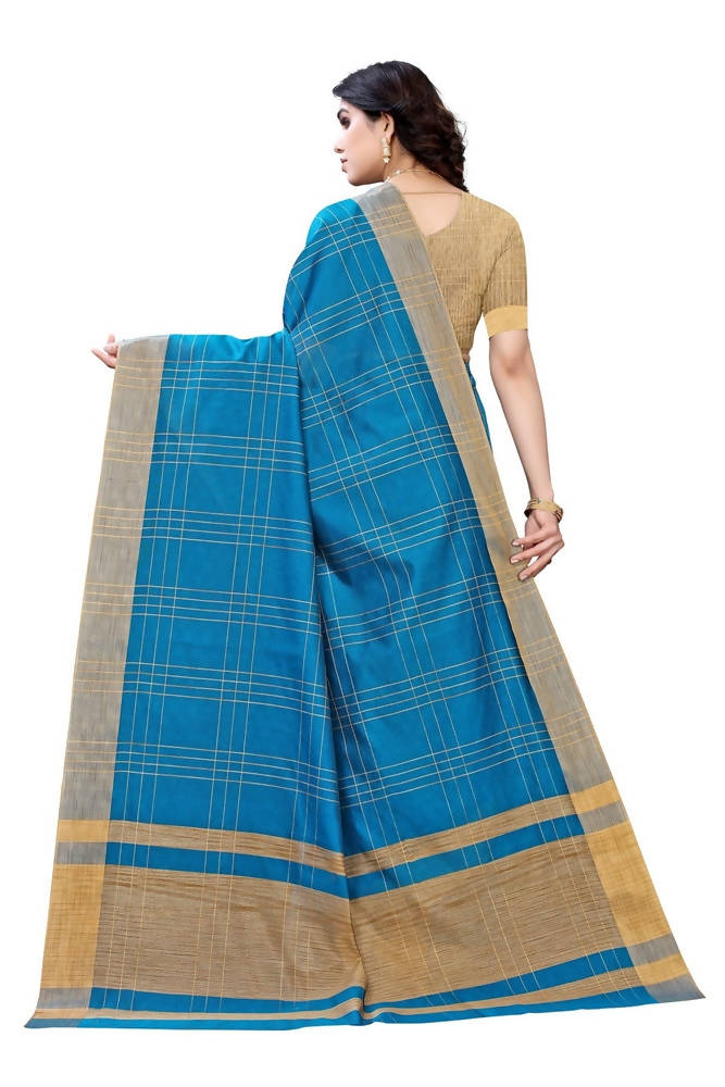 Vamika Blue Cotton Silk Weaving Saree (Anaya Blue)