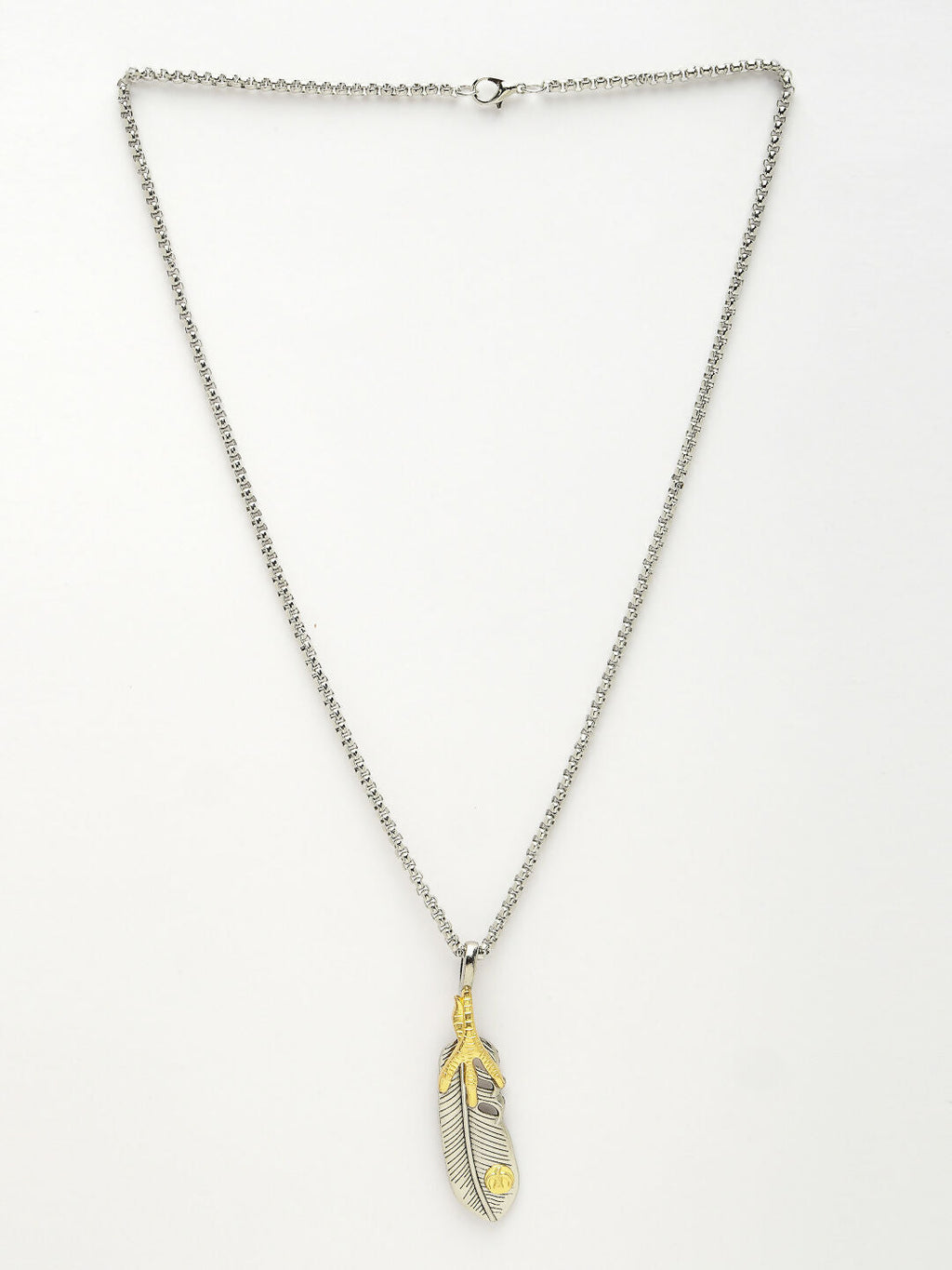 NVR Men's Silver-Plated Stainless Steel Pendant with Chain
