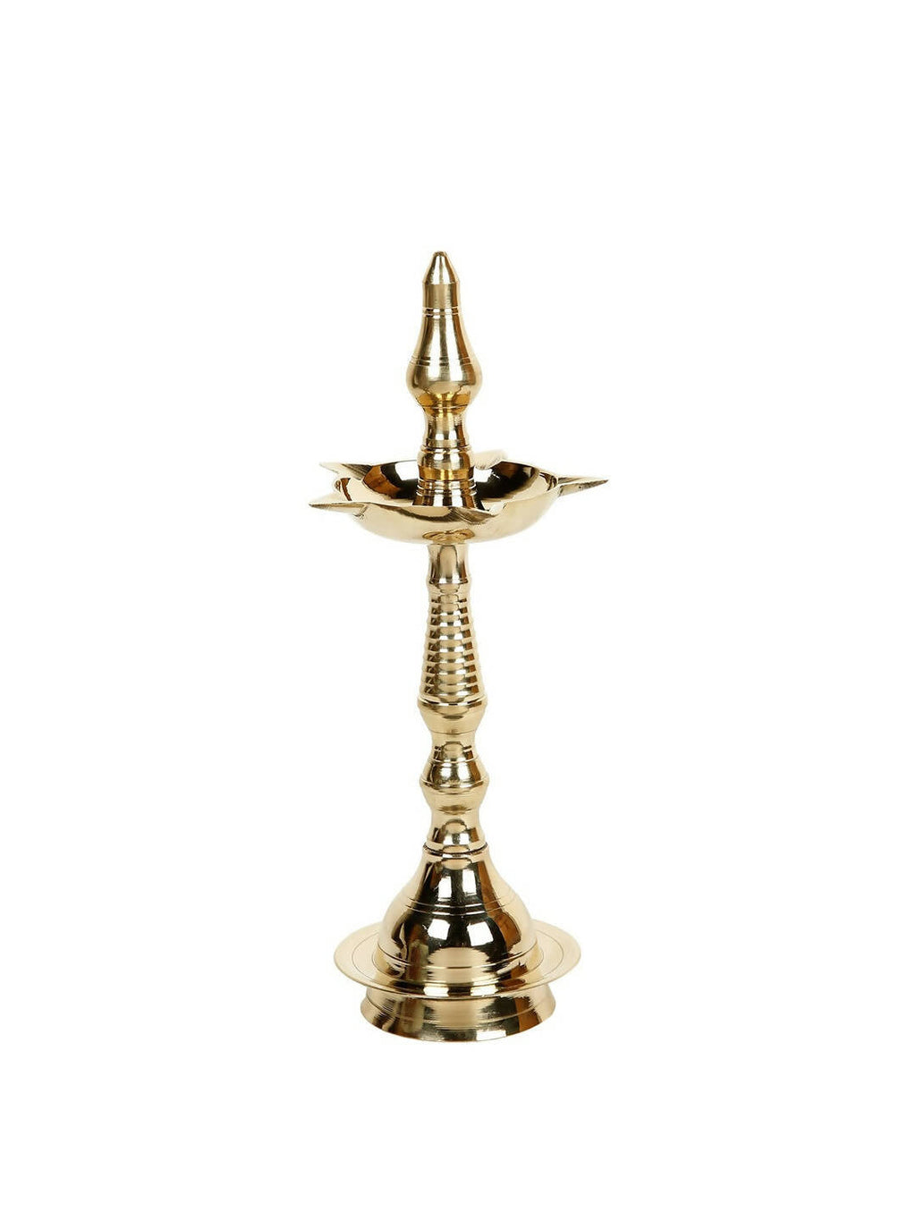 CraftVatika Gold-Toned Brass Kerala Diya Oil Lamp Stand
