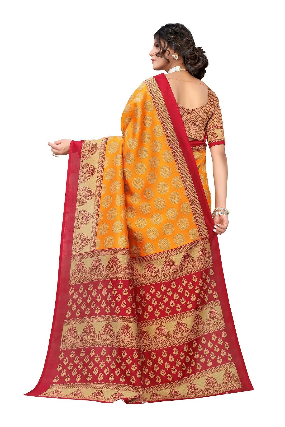 Vamika mustard Printed Art Silk Saree