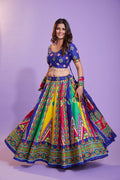 Multi Color Pure Cotton Hand Block Print Navratri Lehenga Choli with Dupatta - Raas