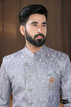 Joban Fashion Men's Grey Woven Jacquard Kurta with Pyjama