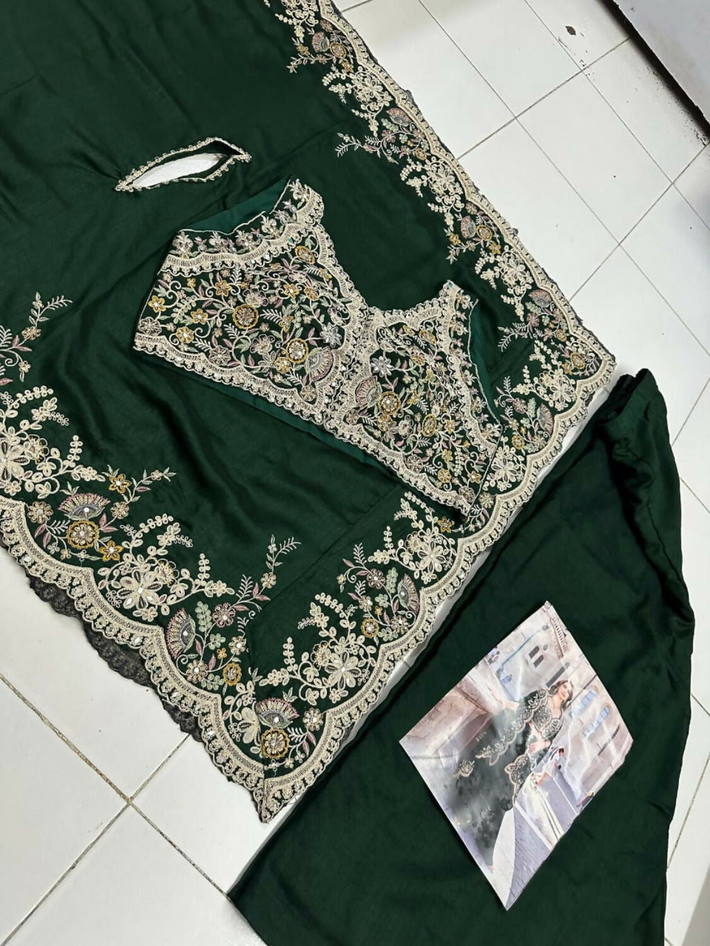 Anaita Green Real Premium Silk Stitched Shrug Suit with Embroidery Work - Distacart