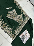 Anaita Green Real Premium Silk Stitched Shrug Suit with Embroidery Work - Distacart