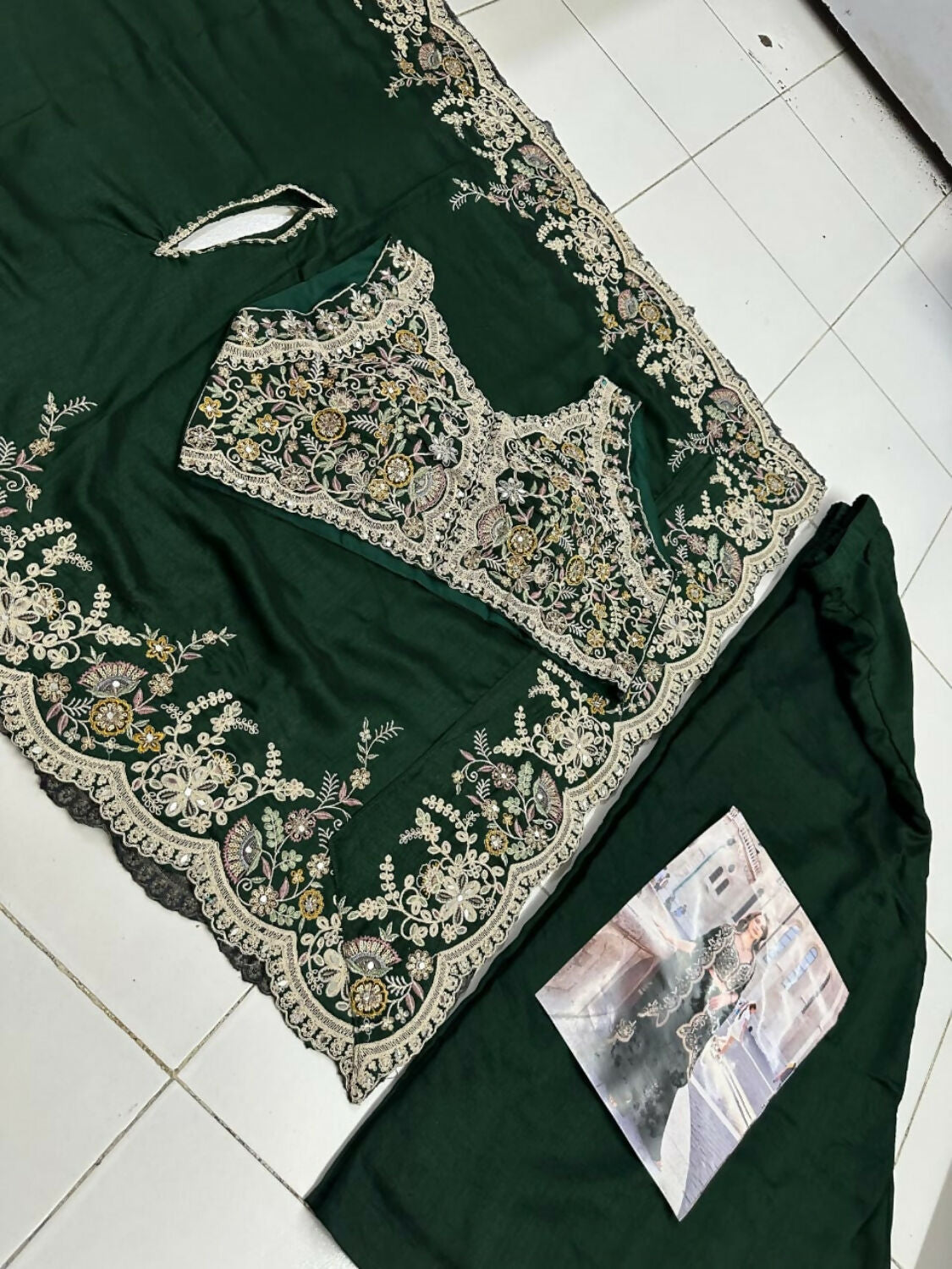 Anaita Green Real Premium Silk Stitched Shrug Suit with Embroidery Work - Distacart