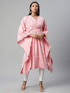 Ahalyaa Women Pink Pure Cotton Printed Kaftan Kurta