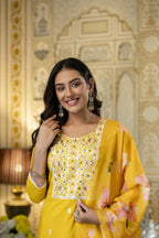 The52 Women's Beautiful Embroidery Work Viscose Rayon Fabric Straight Kurta Pant and Dupatta Set - Distacart