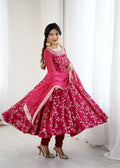 Teeya Creation Red Color Heavy Faux Georgette Embroidery Work Gown - Distacart