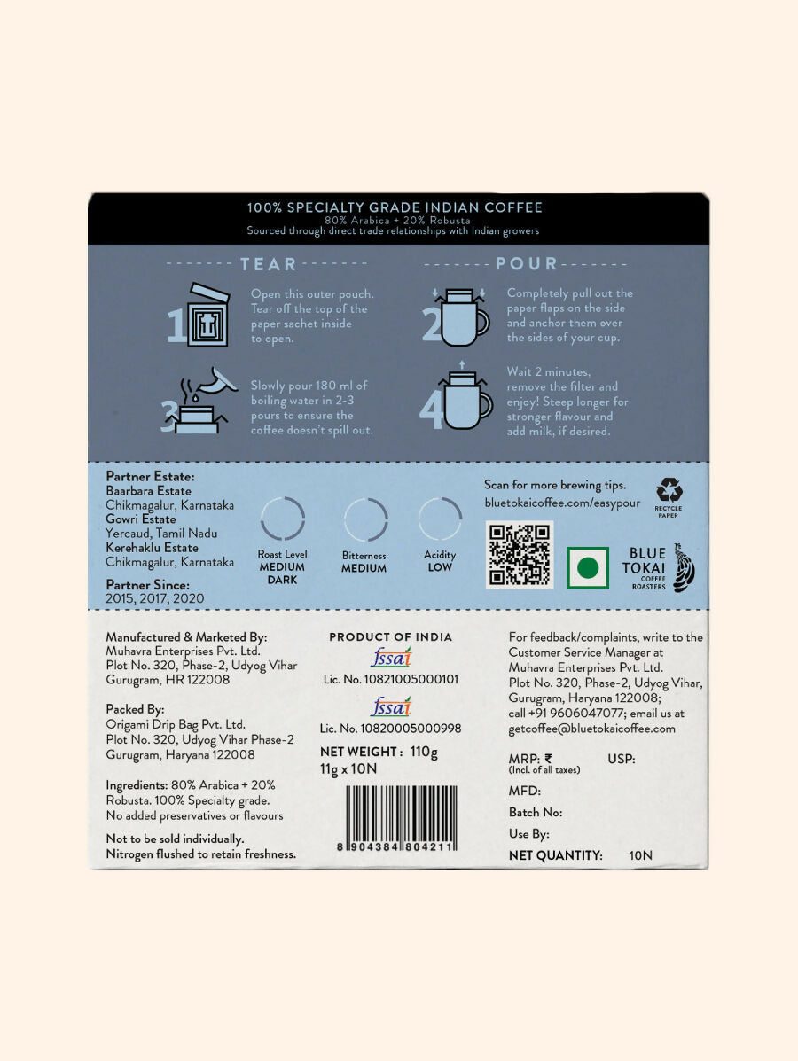 Blue Tokai Jacaranda Blend Medium Dark Roast Easy Pour Sachets - Distacart