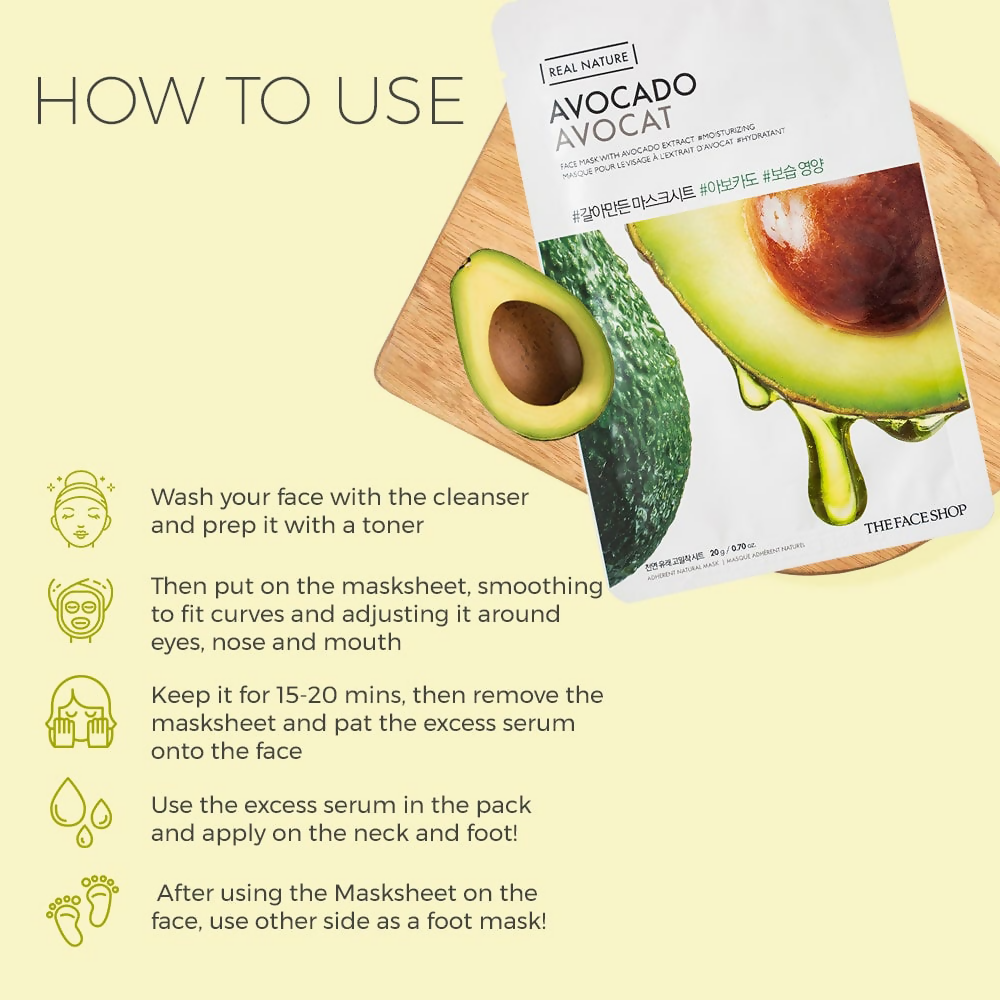 The Face Shop Real Nature Avocado Face Mask - Distacart