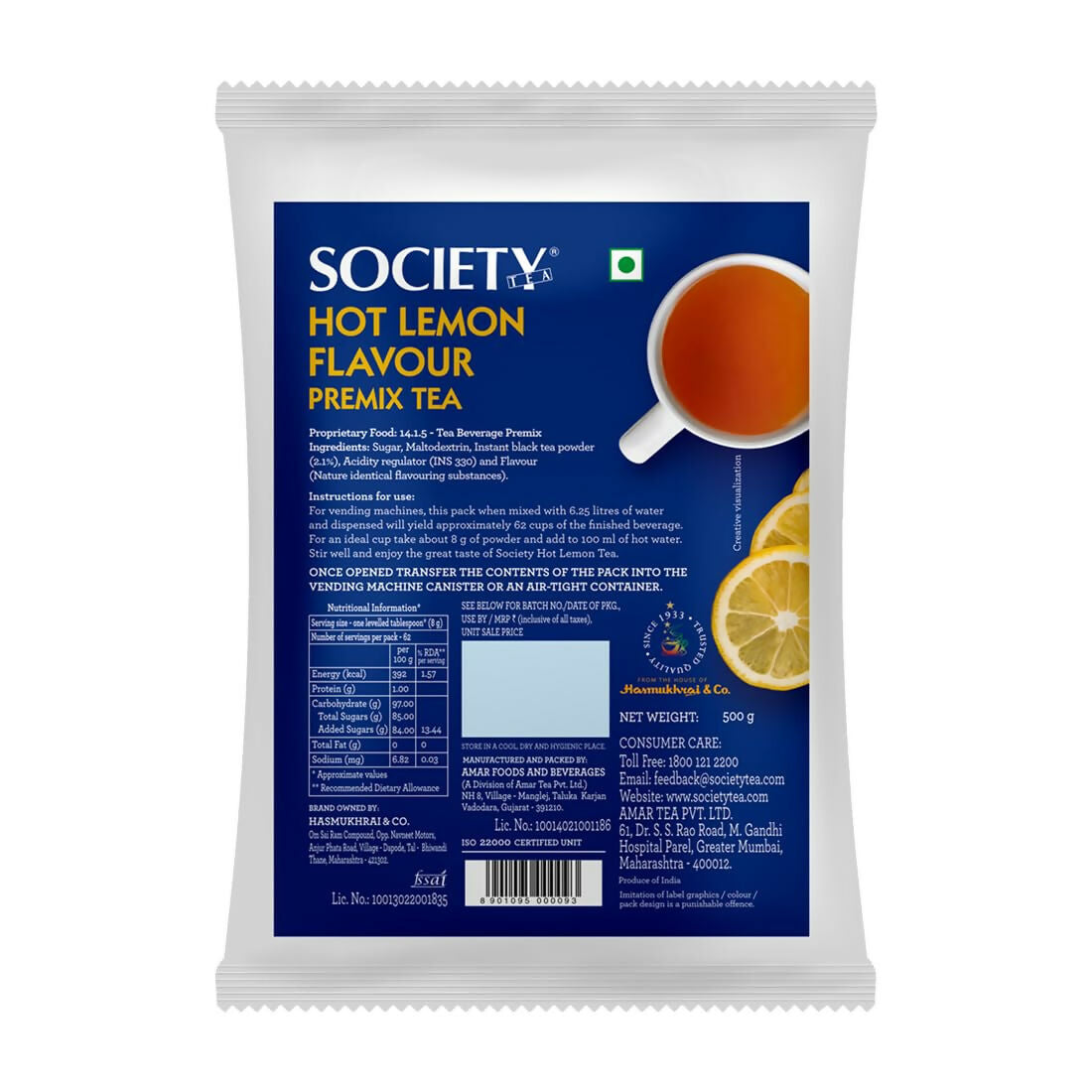 Society Hot Lemon Tea Premix Pouch - Distacart