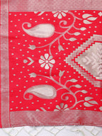 Shree Shyam Fashion Devistuti Red White Linen Cotton Saree