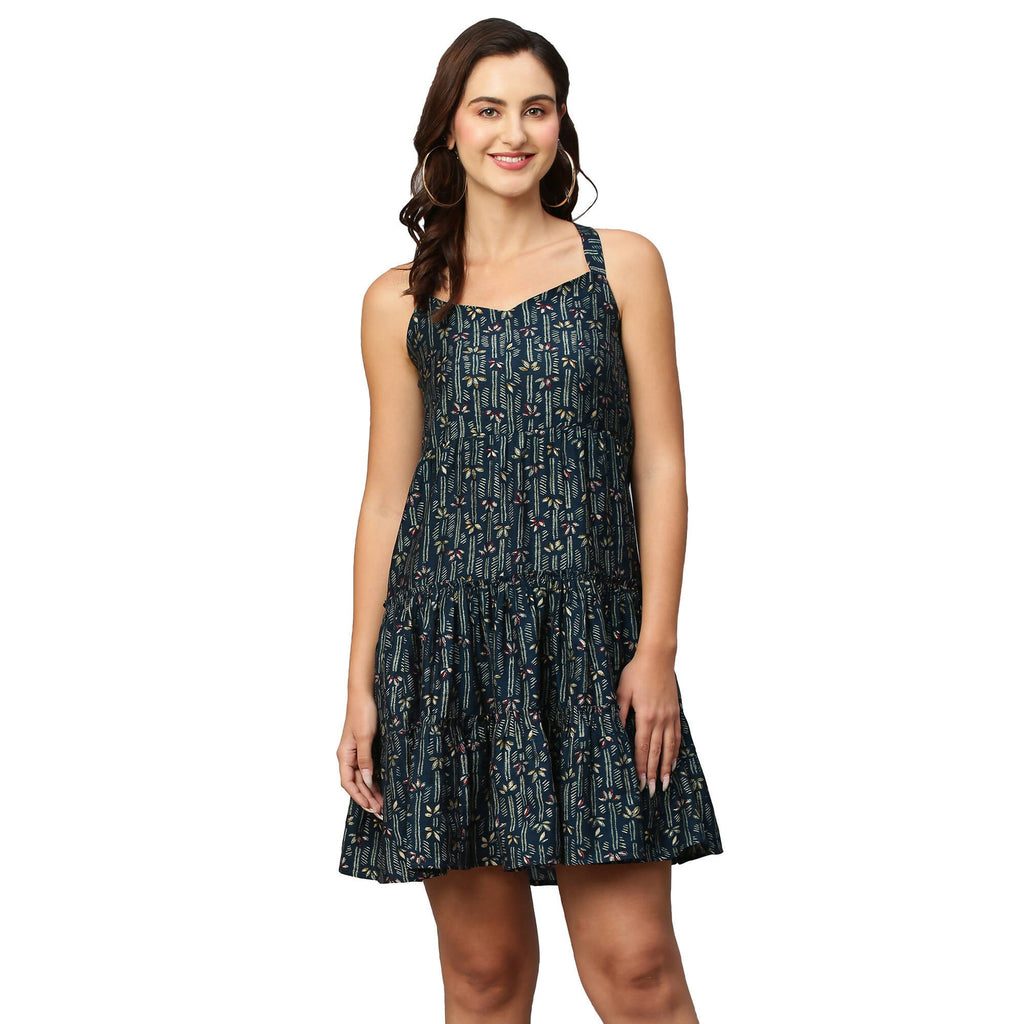 Beige Modal Chanderi Tie Dye Printed Dress - Poonam - Distacart
