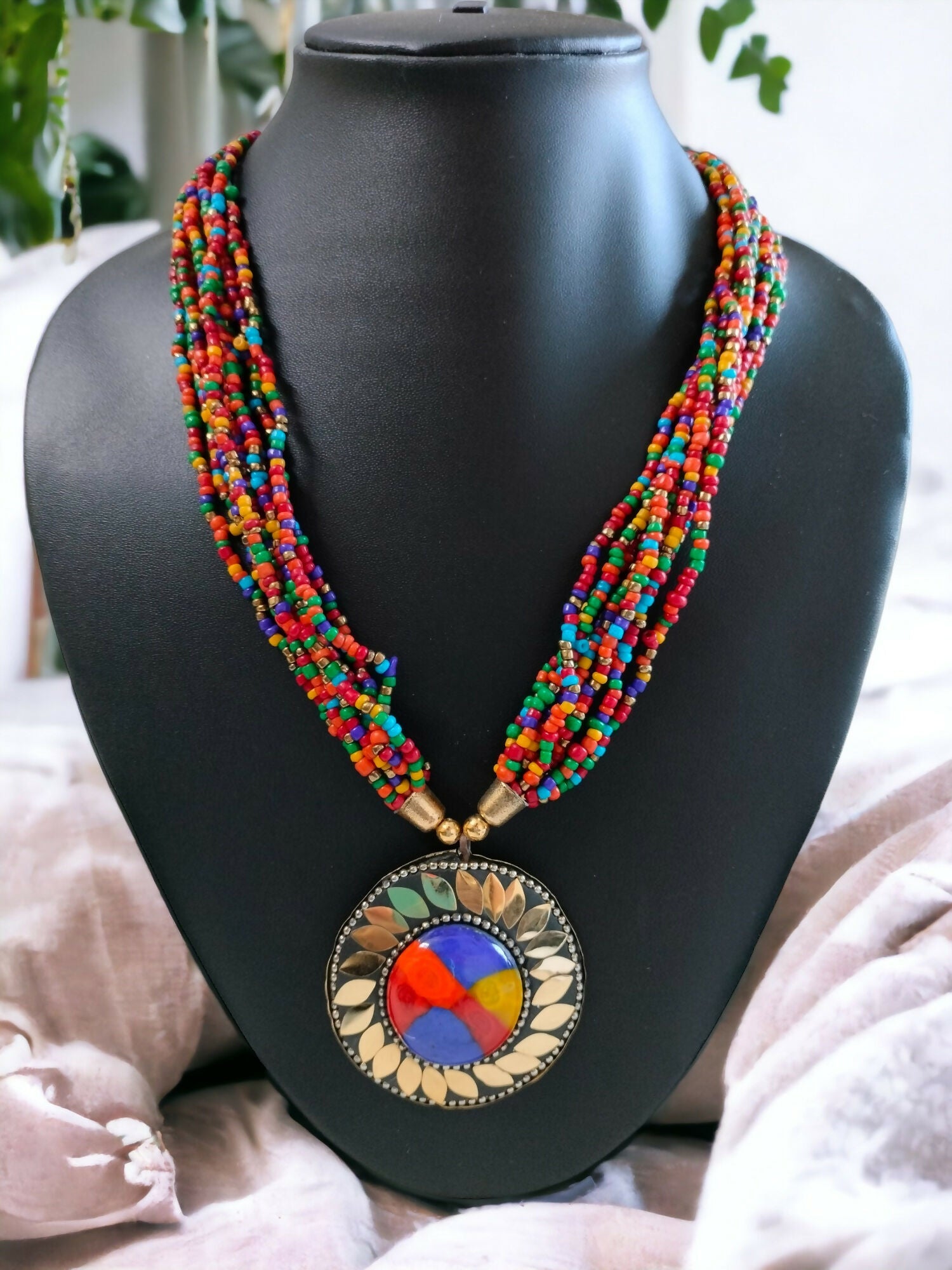 Inhanns Everyday Statement Beaded Pendant Necklace - Multi Colour
