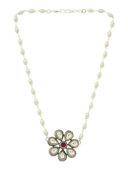 Flower Kundan Necklace - Ruby Raang