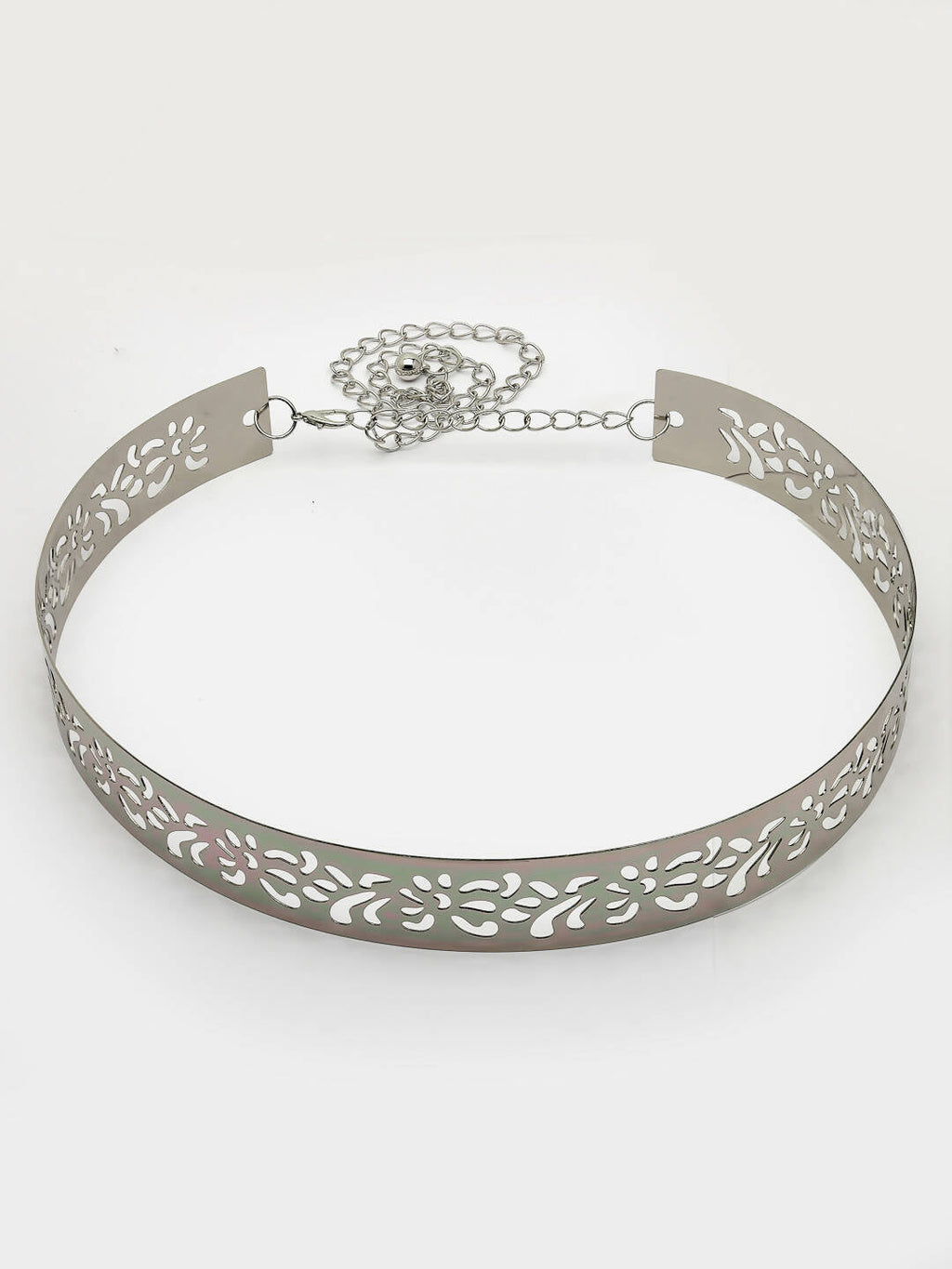 NVR Women Circular Silver Plated Adjustable Broad Belt