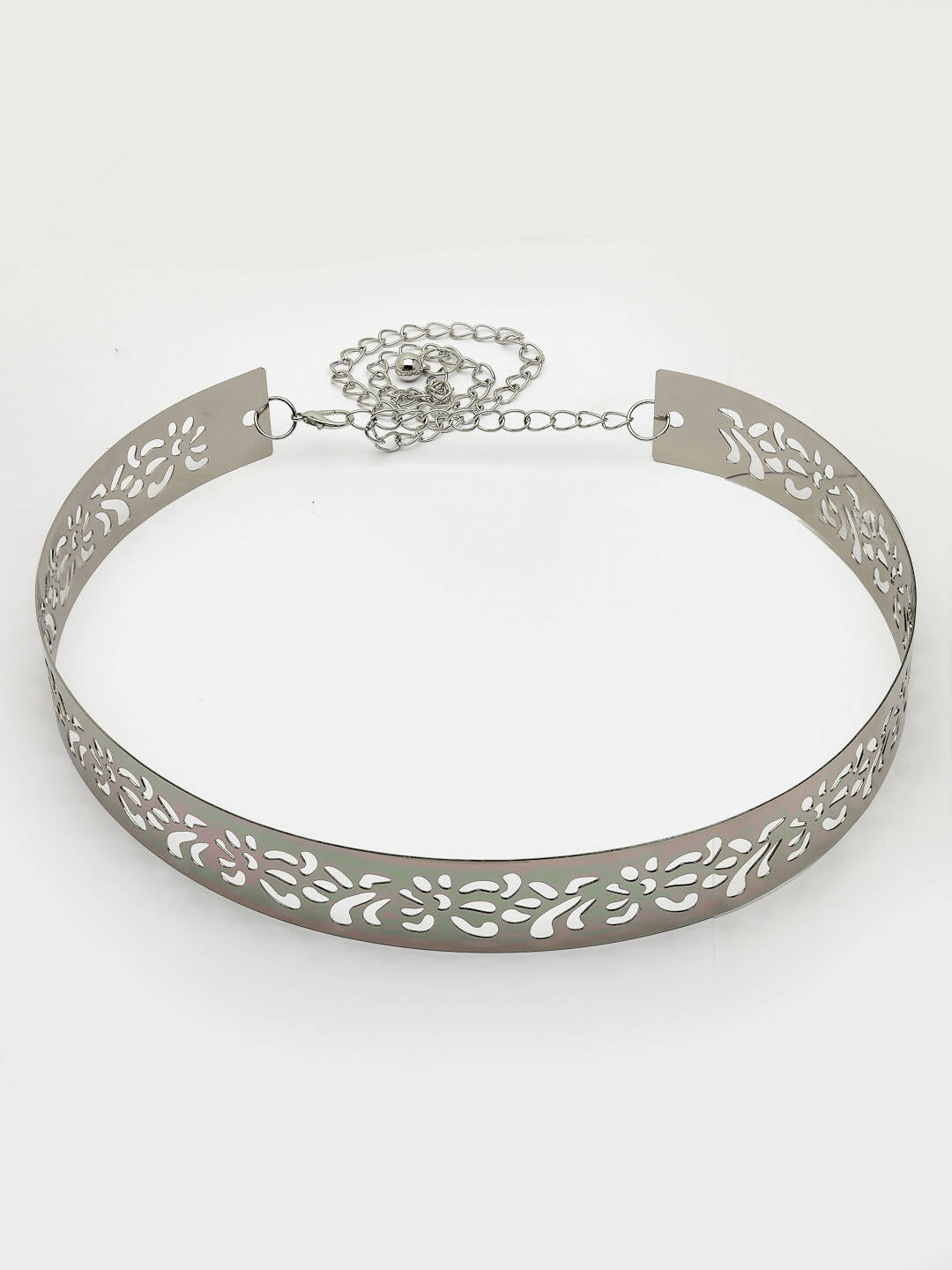 NVR Women Circular Silver Plated Adjustable Broad Belt