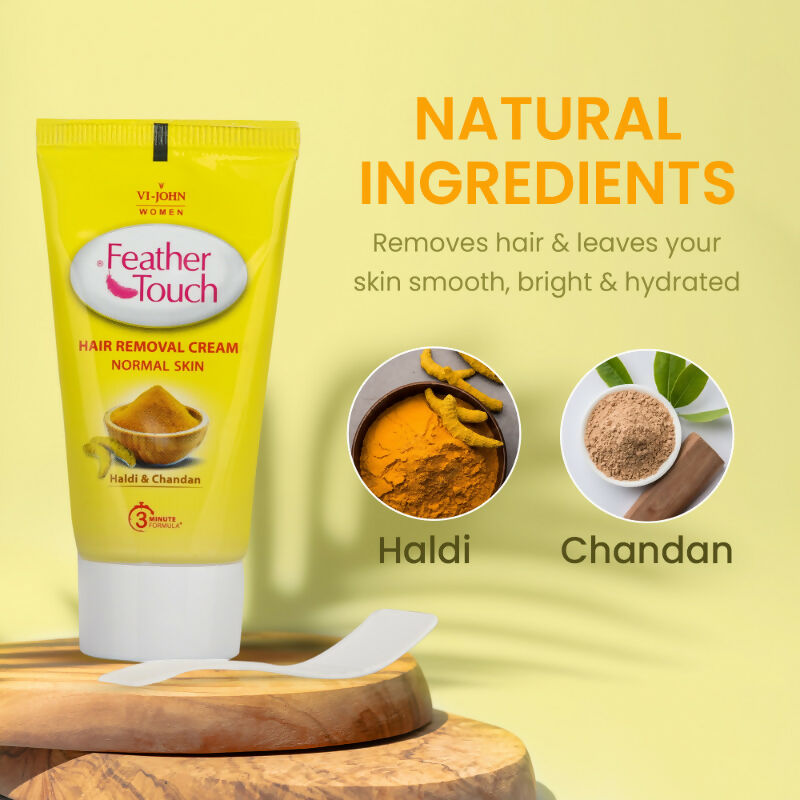 VI-JOHN Women Feather Touch Haldi & Chandan Hair Removal Cream for Women For Normal Skin, Suitable for Legs, Underarms, Bikini Line, Arms - Distacart