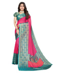 Vamika Pink Chiffon Brasso Bollywood Style Woven Saree (DIMPLE PINK) - Distacart