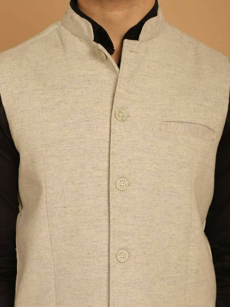 Even Apparels Pure Wool Nehru Jacket - Off White
