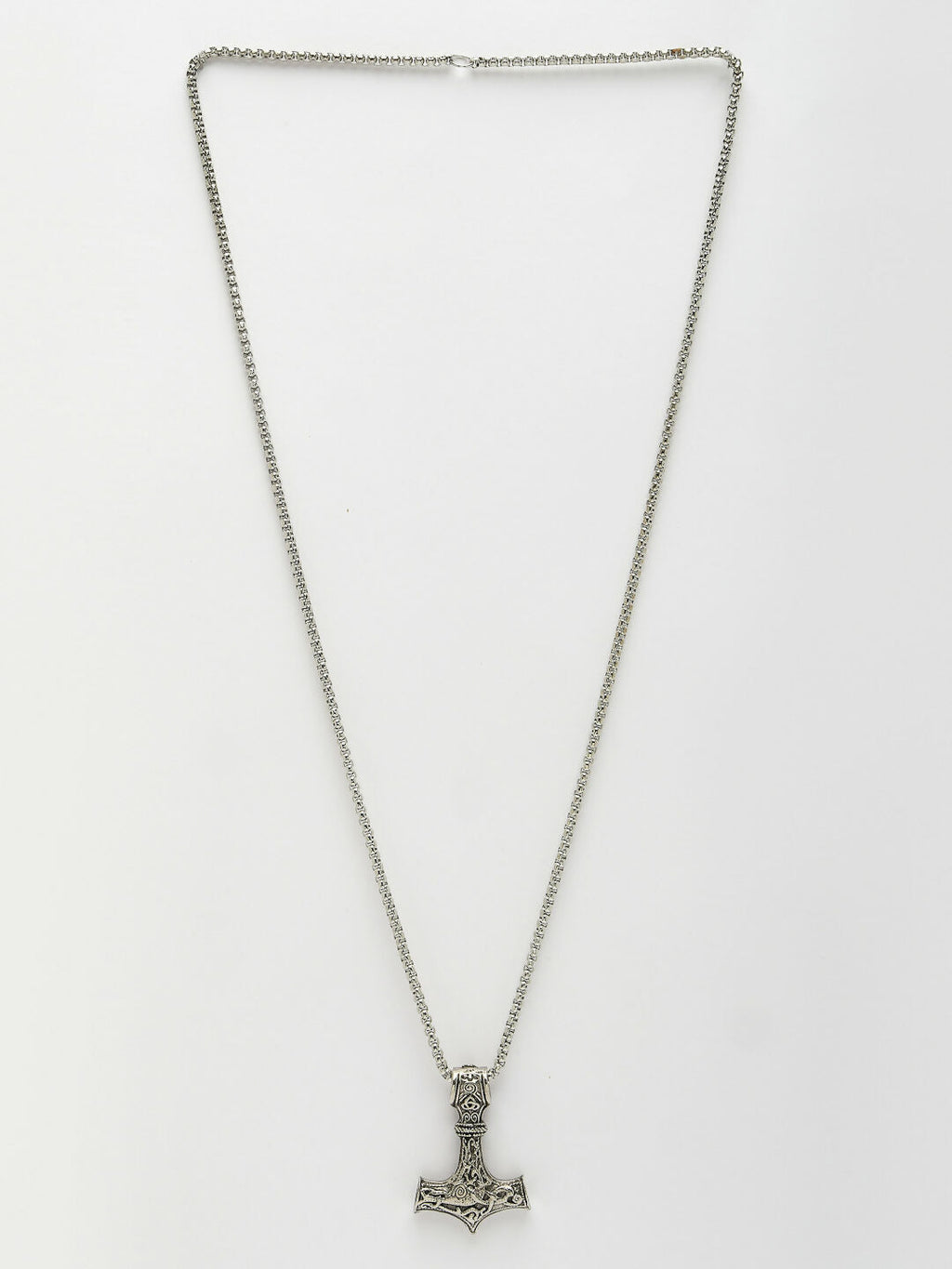 NVR Men's Silver-Plated Stainless Steel Pendant with Chain