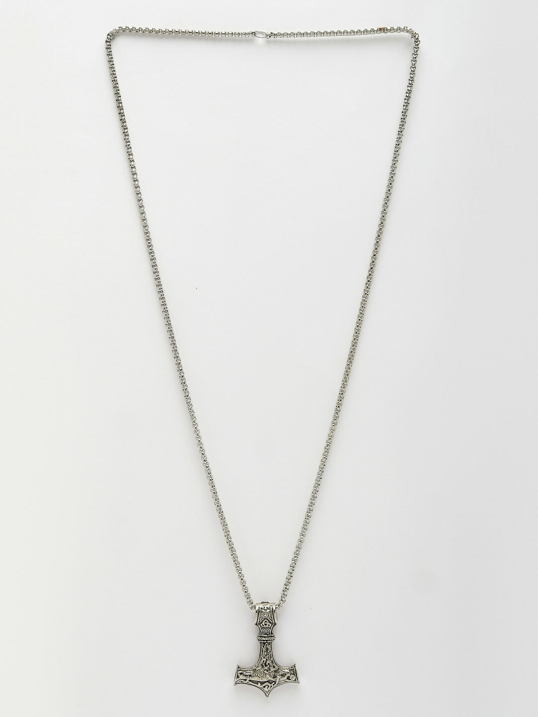 NVR Men's Silver-Plated Stainless Steel Pendant with Chain