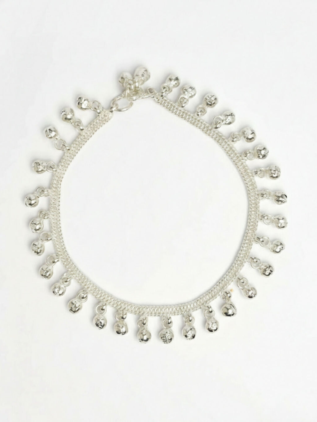 NVR Women Set of 2 Silver Plated Ghunguru Beaded Anklet