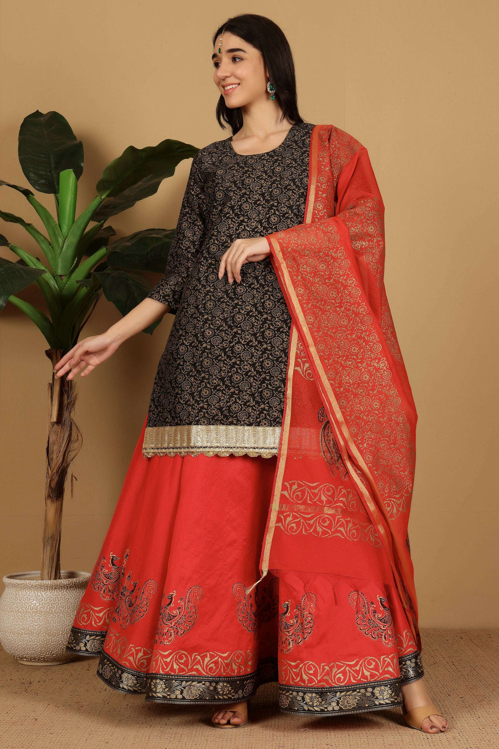 Joban Fashion Black Silk Lehenga Set