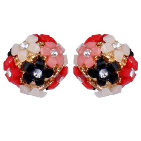 Trendoo Jewelry Gold-Polished Stylish Fancy Party Wear Multi Color Studs