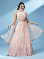House of Panchhi Peach Net Gotapatti Work Lehenga & Blouse, Dupatta