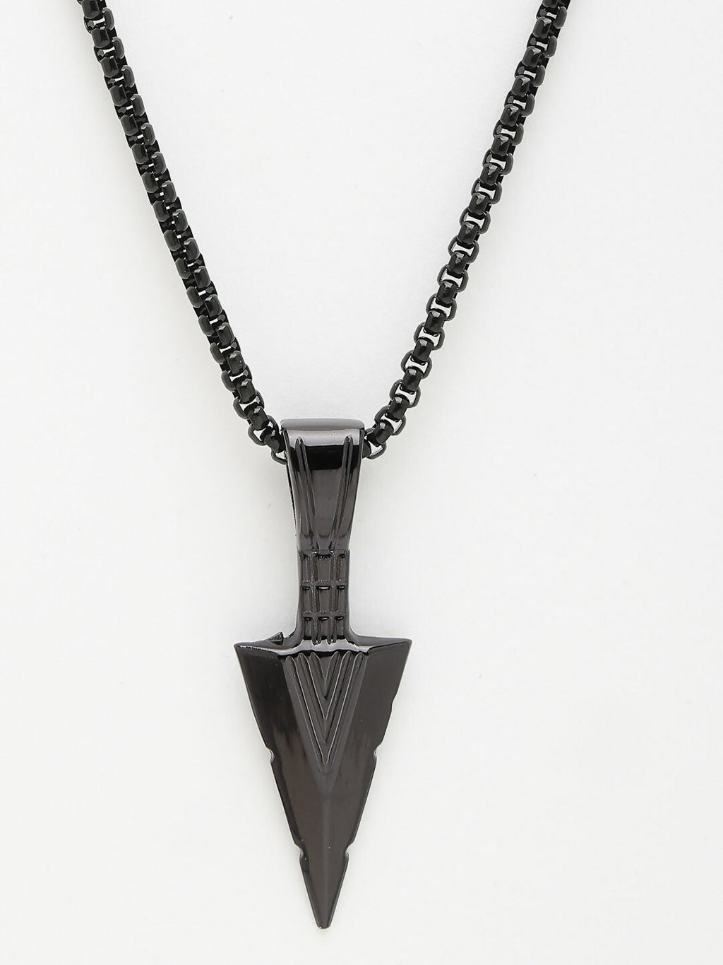 NVR Men's Black Rhodium-Plated Arrow-Shaped Pendant With Chain