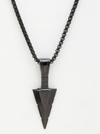 NVR Men's Black Rhodium-Plated Arrow-Shaped Pendant With Chain