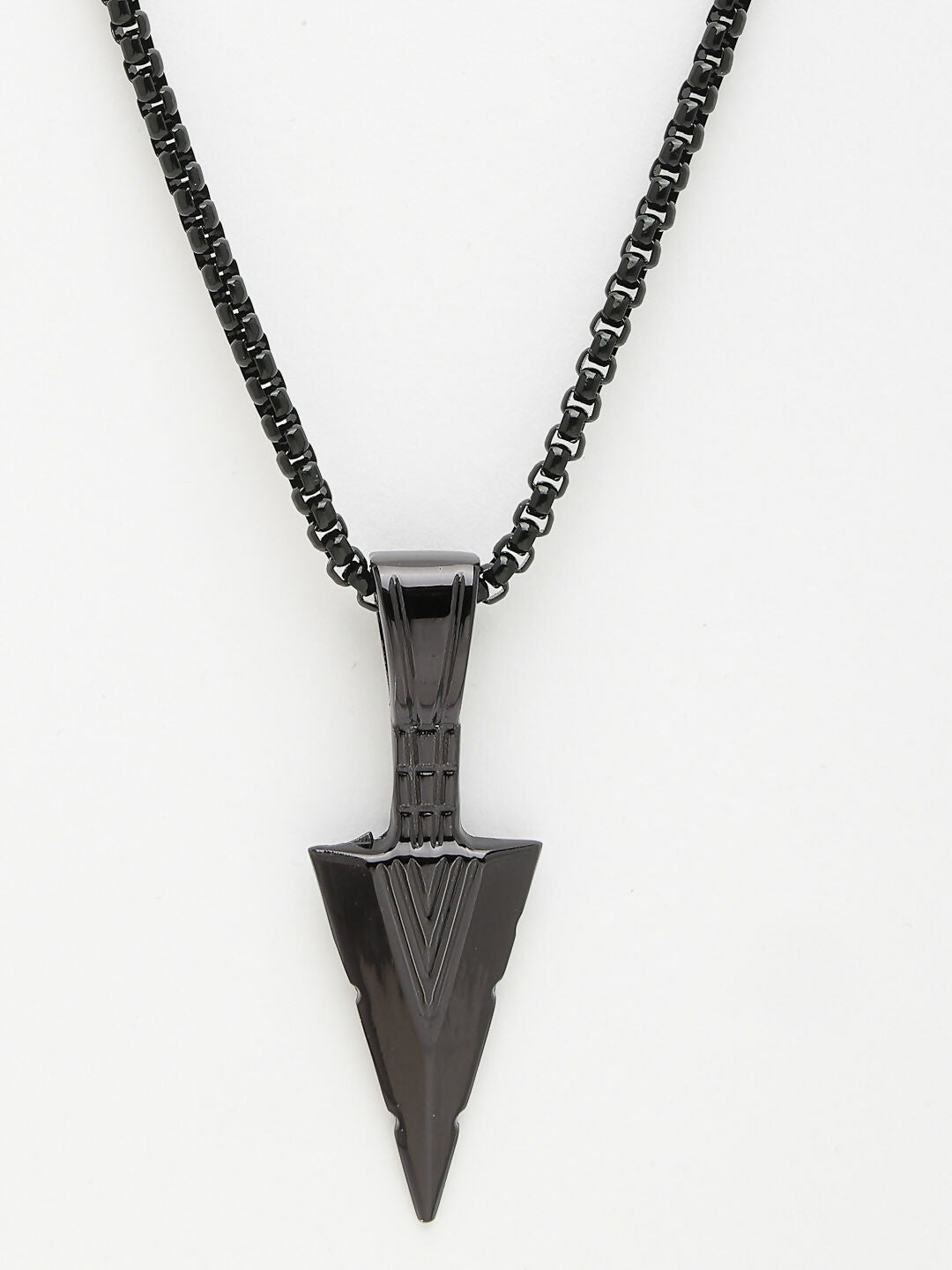 NVR Men's Black Rhodium-Plated Arrow-Shaped Pendant With Chain