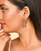 VOJ Women Sliver Tonned Star Shape Stainless Steel Hoop Earrings - Distacart