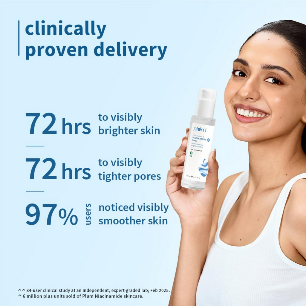 Plum 3% Niacinamide & Rice Water Face Toner - Reduces Pores & Blemishes For Bright Skin - Distacart